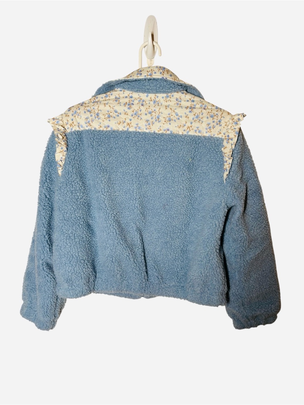 {NWT} SO ME Faux Fur Sherpa Pull Jacket with Floral Contrast Small - Picture 6 of 9